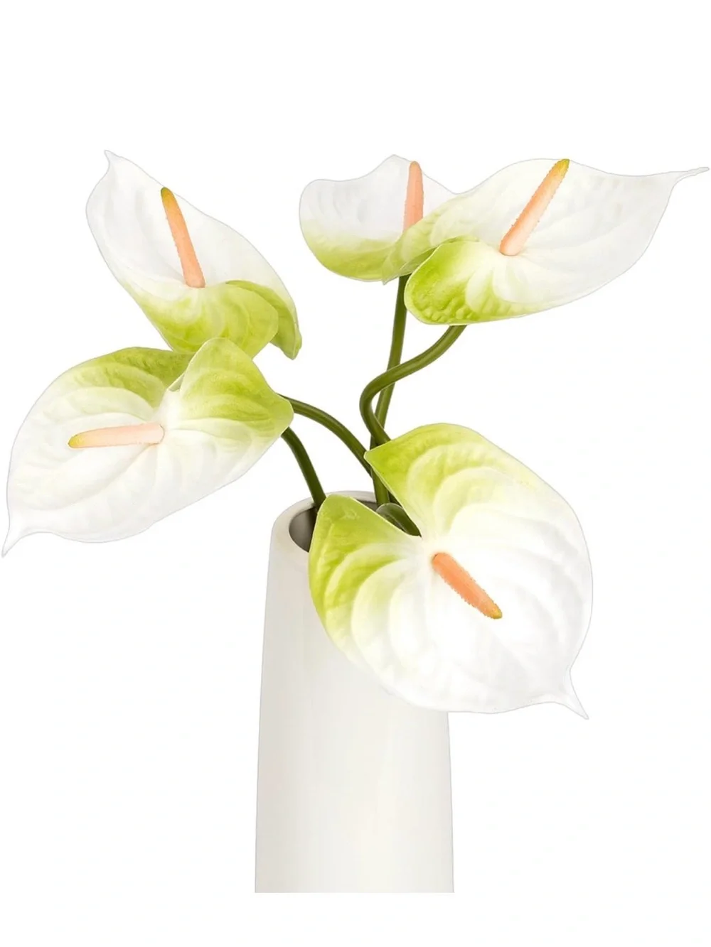 NIB Anthurium Faux Florals Real Touch 6 Pcs White,Centerpiece,Bouquet,Vase